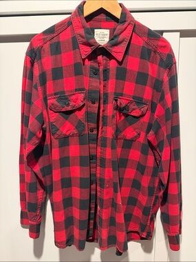 Flannel Old Navy Red and Black Plaid Button-Down Shirt